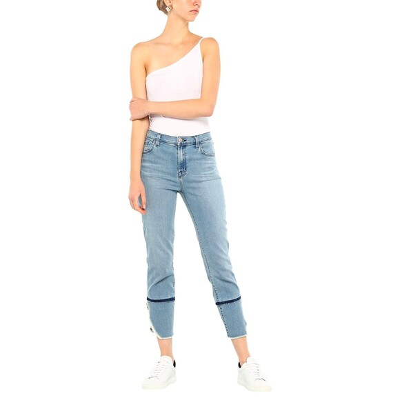 J BRAND Ruby High Rise Cigarette Curved Raw Hem Cropped Ankle Jeans Size 27 - Picture 1 of 9
